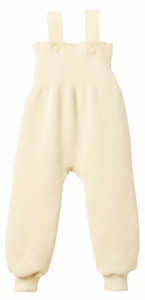 Pantaloni cu bretele lână merinos Disana - Natur
