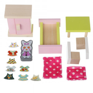 Set Constructii 14 piese, My Bedroom, Jucarie Din Lemn Cubika