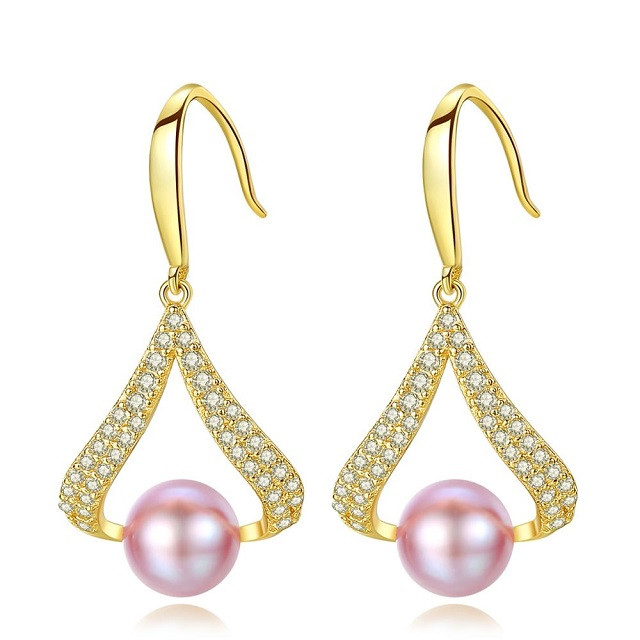 Cercei perle naturale mov Cressida