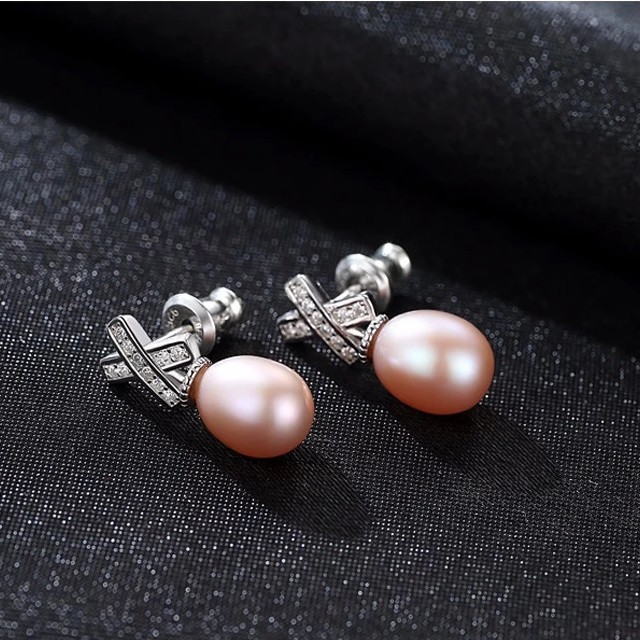 Cercei perle naturale mov Raina