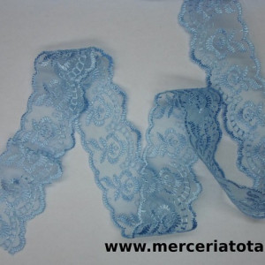 Dantela organza 40mm bleu