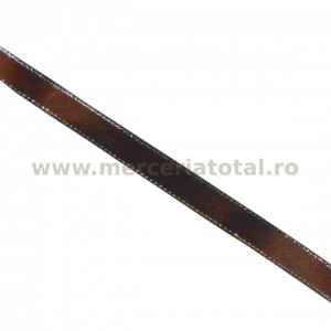 Panglica saten fir argintiu 12mm maro
