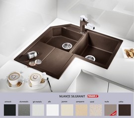 BLANCO METRA 9 E SILGRANIT FARA EXCENTRIC - 10 nuante de culoare