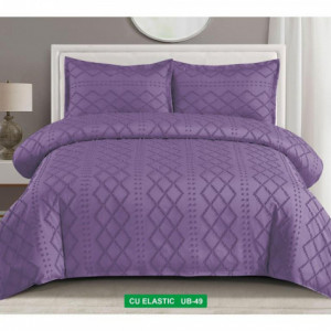 Lenjerie de Pat cu Broderie în Relief-Cearceaf cu Elastic-UB 49