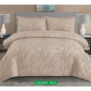 Lenjerie de Pat cu Broderie în Relief-Cearceaf cu Elastic-UB 34