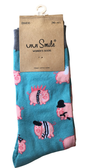Sosete lungi, bumbac, Vivi Smile, imprimeu purcelusi