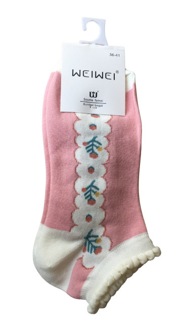Sosete scurte, dama, bumbac, Weiwei, imprimeu floral