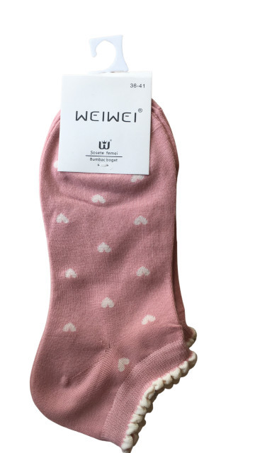 Sosete scurte, dama, bumbac, Weiwei, imprimeu inimioare