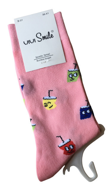 Sosete lungi dama, bumbac, Vivi Smile, imprimeu deosebit inghetata