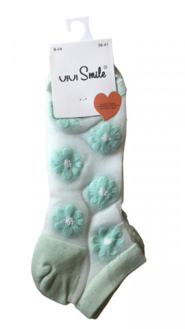Sosete scurte semi-transparente, dama, Vivi Smile, imprimeu floral, menta