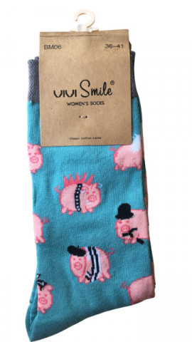 Sosete lungi, bumbac, Vivi Smile, imprimeu purcelusi