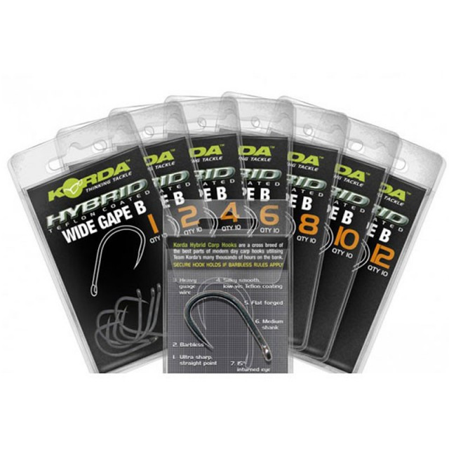 Carlige Korda Wide Gape Barbless, 10 buc (Marime Carlige: Nr. 4)