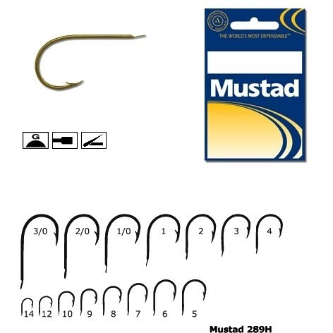 Carlig Mustad M289H auriu, cioc papagal, 10buc (Marime Carlige: Nr. 12)