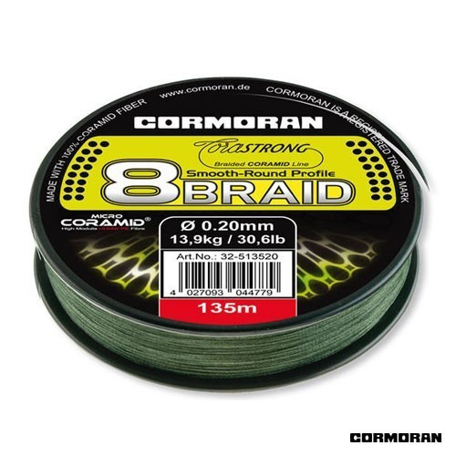 Fir Corastrong 8BRAID verde 135m Cormoran (Diametru fir: 0.14 mm)