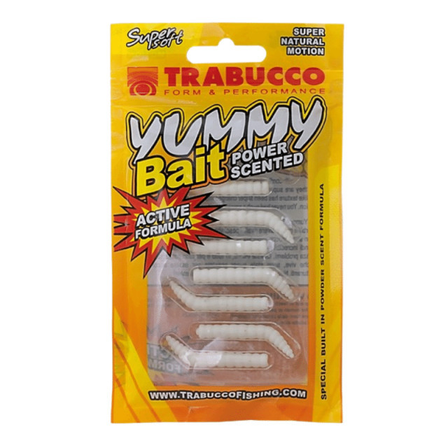 Vierme Trabucco Yummy Bait Brucone, alb, 3cm, 8buc pescar-expert.ro