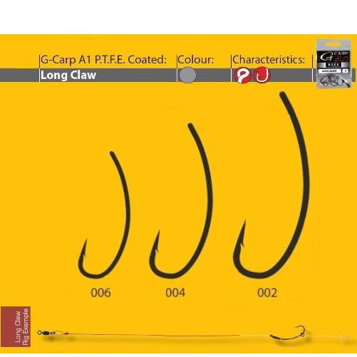 Carlige A1 G-CARP Long Claw PTFE 10buc/ plic Gamakatsu