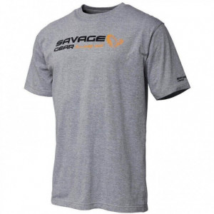 Tricou Savage Gear Signature Logo Gray Melange
