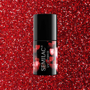 Semilac 318 Valentine Red Glitter 7ml
