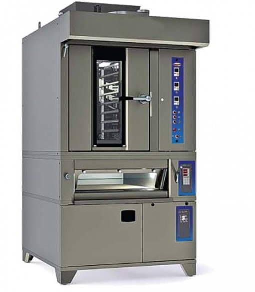 Cuptor rotativ gaz 8 tavi 400x600, vatra electrica 2 tavi 400x600, dospitor electric 12 tavi 400x600 si hota