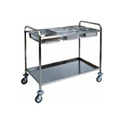 Carucior servire inox, 2 cuve gn1/1