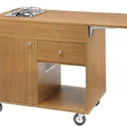 Carucior servire cu sistem de flambare, 1 Plita de gătit din oțel inoxidabil cu 1 arzător reglabil