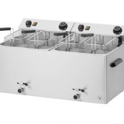 Friteuza electrica 2x11 litri cu supapa pentru scurgerea uleiului, 400V