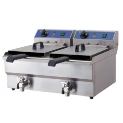 Friteuza electrica 9+9L cu supapa pentru scurgerea uleiului
