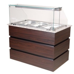 Bain Marie cu dulap deschis si vitrina, 3 x GN 1/1