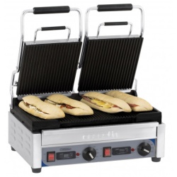 Contact grill panini sandwich dublu striat cu temporizator