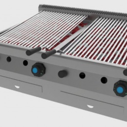 Grill dublu cu roca vulcanica pe gaz de banc