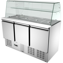 Saladeta cu 3 usi si vitrina 4x GN 1/1 (200H mm)