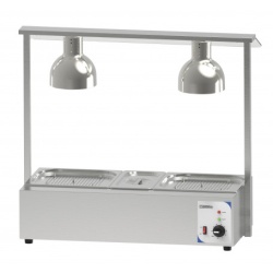 Statie dubla de mentinut la cald cu Bain Marie si lampa cu infrarosu