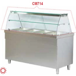 Bain marie cu dulap deschis si vitrina, 4xGN1/1