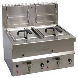 Friteuza pe gaz cu robinet pentru scurgerea uleiului 2x10L
