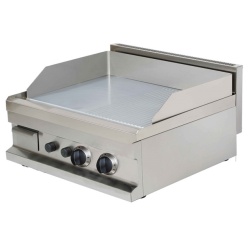 Fry top pe gaz cu suprafata 1/2 neteda si 1/2striata cromata 600x600mm