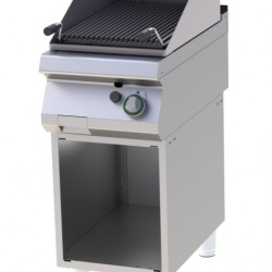 Grill cu roca vulcanica pe gaz, pe suport deschis