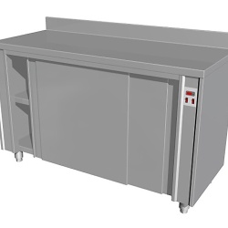 Masa calda tip dulap cu usi glisante si rebord, 1300x700mm