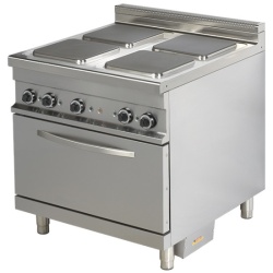 Masina de gatit electrica cu 4 plite patrate si cuptor GN 2/1