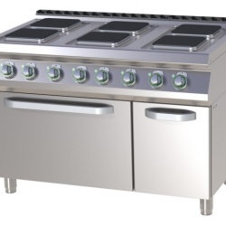 Masina de gatit electrica cu 6 plite patrate, cuptor electric si dulap neutru