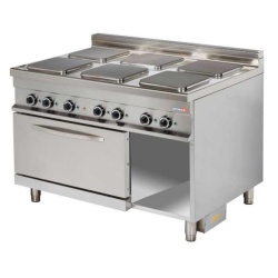 Masina de gatit electrica cu 6 plite patrate si cuptor GN 2/1