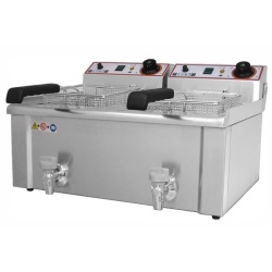 Friteuza electrica 7+7 litri cu supapa pentru scurgerea uleiului