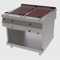 Grill cu roca vulcanica cu doua suprafete independente cu suport deschis