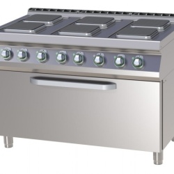 Masina de gatit electrica cu 6 plite patrate si cuptor electric GN 3/1