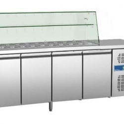 Saladeta cu 4 usi si vitrina 4x GN 1/1 (200H mm)