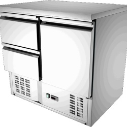 Saladeta ventilata GN1/1 cu o usa si 2 sertare