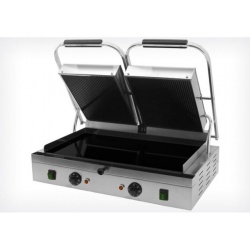Toaster dublu cu mecanism prin apasare pe placi ceramice netede si striate