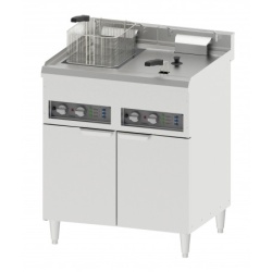 Friteuza electrica 2x16 L cu dulap neutru si robinet pentru scurgerea uleiului