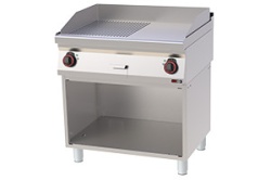 Grill dublu electric cu placa neteda/striata, pe suport deschis