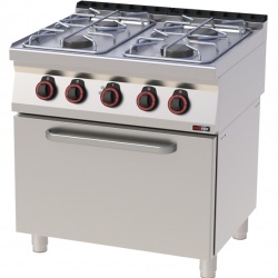 Masina de gatit pe gaz cu 4 arzatoare si cuptor electric GN1/1