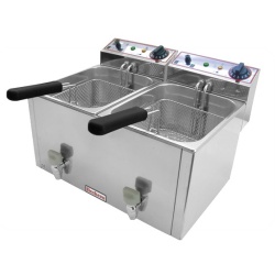 Friteuza electrica 8+8L cu supapa pentru scurgerea uleiului